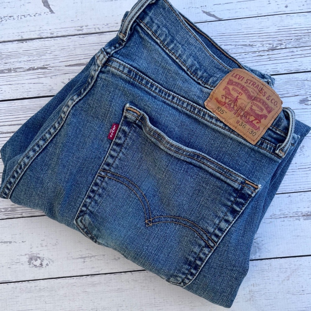 Levi Strauss 505 Mens‎ Jeans W36 L30 Blue Denim Straight Fit Casual Workwear
